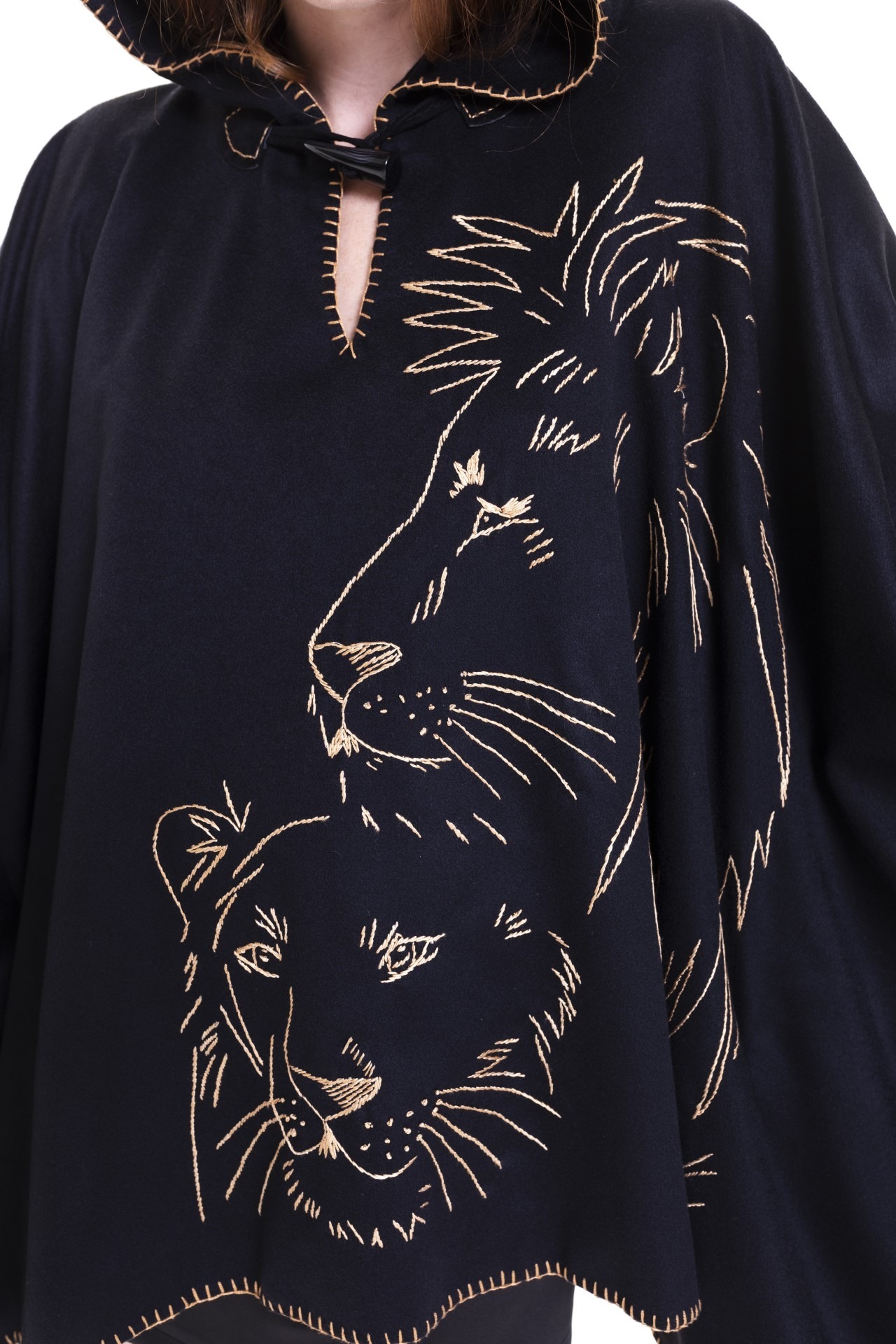 Leo Poncho nero e oro con cappuccio - immagine 2